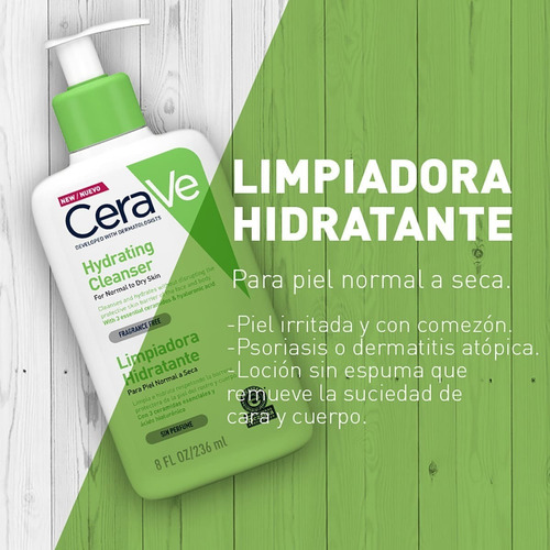 Imagen 5 de 12 de Limpiadora Hidratante Facial Cerave Piel Mixta A Seca 237ml