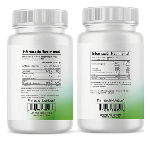 Magnesio Mag-100 Y Vitamina D Vita-d400 Combo Primetech Sabor Sin sabor