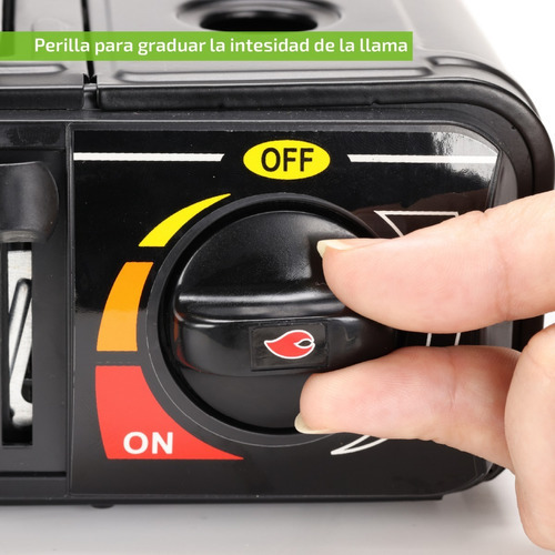 Imagen 6 de 10 de Anafe Portatil 1 Hornalla Quemador Camping Maletin Adap Dual