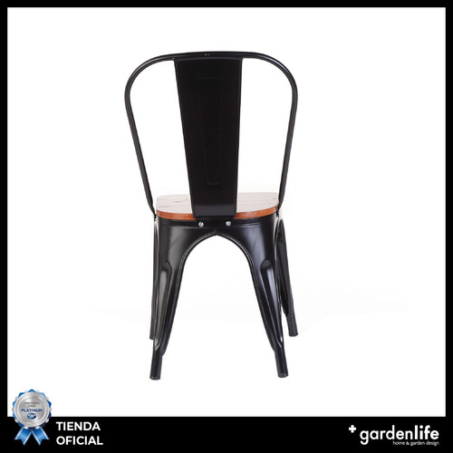 Silla Tolix Asiento De Madera Moderna Set X4 Gardenlife