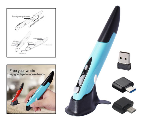 2.4g Wireless Mouse Pen Cpi 800 1200 1600 Mouse Azul