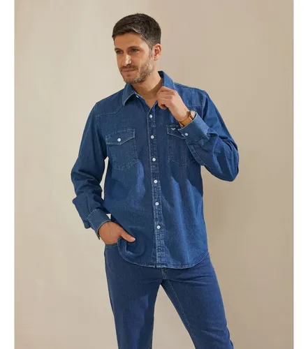 Camisa jean azul hombre hotsell