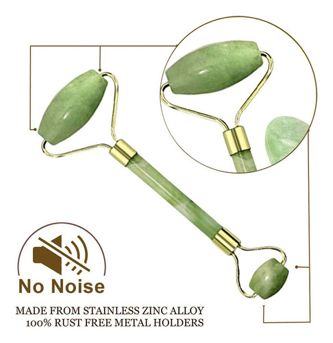 Massageador Rolo Jade + Espátula Facial Jade Gua Sha