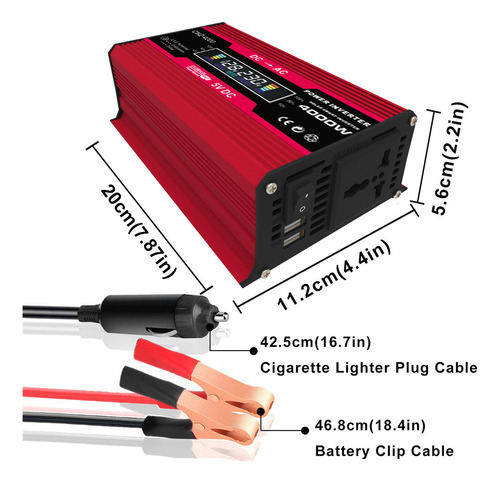Inversor De Potencia Máxima De 4000 W, Ed De 300 W, 12 V Dc