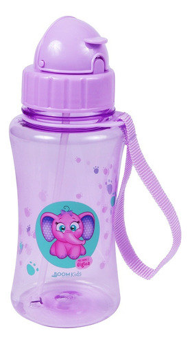 Garrafinha Infantil Squeeze Com Canudo De Silicone Livre Bpa Cor Violeta