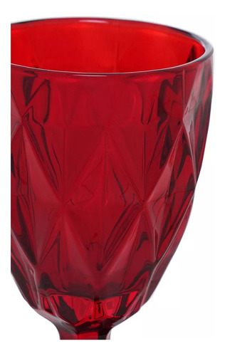 Caja Con 24 Copas De Color Cristal Vidrio Labrado 245 Ml Color Rojo