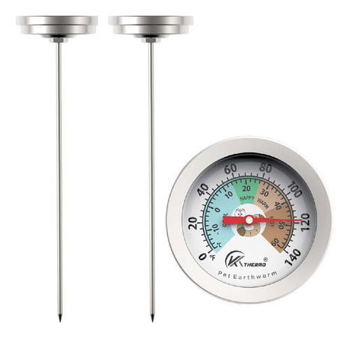 Termómetro De Tierra Y Abono De Acero Inoxidable, 2 Piezas