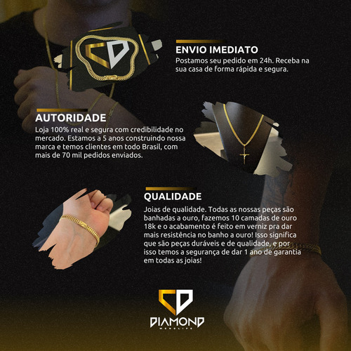 Corrente Masculina + Nossa Senhora Cravejada Ouro Banhado