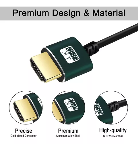 Cmple - Cable HDMI de alta velocidad ultradelgado HDMI 2.0 HDTV Cable -  Soporta Ethernet 3D 4K y retorno de audio - 3 pies