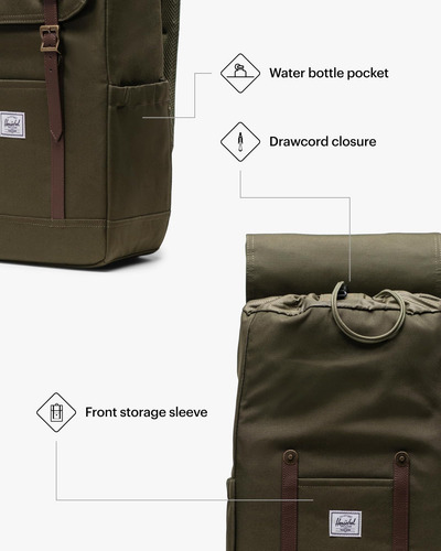 Herschel Supply Co Mochila De Retiro, Verde Hiedra, Talla