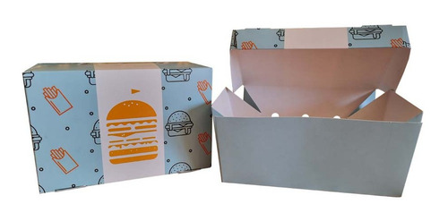 Cajas Para Hamburguesas C/papas - Argento - Impresa X 25u