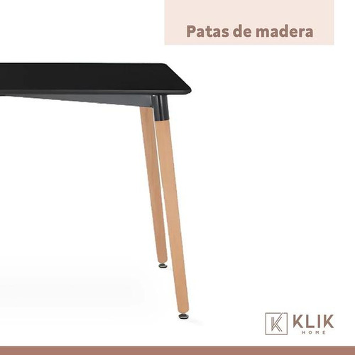 Comedor Mesa Rectangular Negra + 6 Sillas Tulip Negras