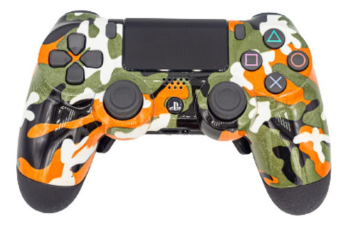 Controle Stelf Ps4 Orange Camoo Casual Controle Sem Paddles