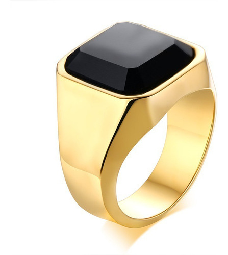 Anillo Hombre Zirconia Dorado Plateado Negro Ac Titanio A208