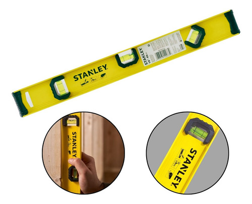 Nivel de mano profesional Stanley Aluminum de 18 pies y 45 cm con 3 burbujas