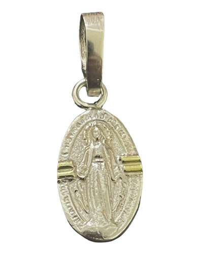 Dije Medalla Virgen Milagrosa Chica Plata 925 Y Oro 