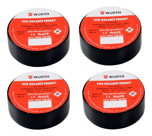 Kit de cinta aislante ignífuga Energy Wurth, 18 x 5 pulgadas