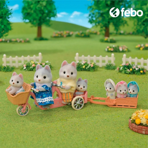 Figura Muñeco Sylvanian Families Familia Husky X5 Febo