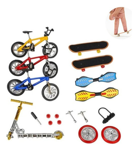 8 Peças Mini Dedo Bmx Conjunto De Bicicleta Modelo Brinquedo