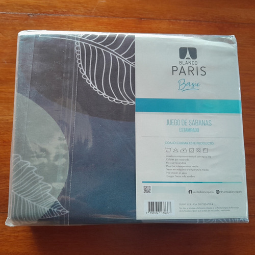 Jgo De Sabanas Estampadas Blanco Paris Microfibra 2 1/2 Pl 3 Flores Gris