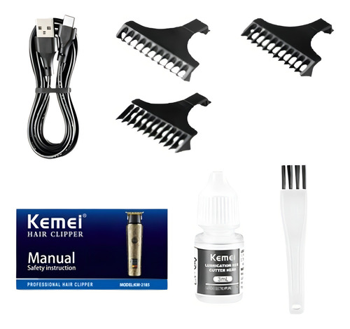 Maquina De Cortar Cabelo Profissional Elétrico Recarregavel Cor Dourado 110v/220v