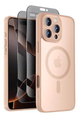 ·/·/funda Diseñada Para iPhone 16 Pro Max, Compatible Con Magsafe, Protectores De Pantalla De Privacidad X2, [protección