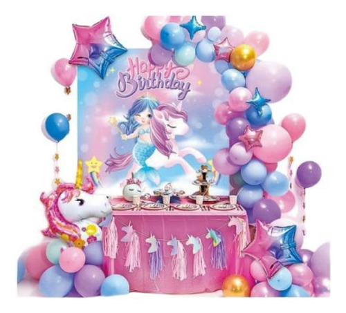 Decoración De Fiesta De Cumpleaños De Unicornio Para Niñas,