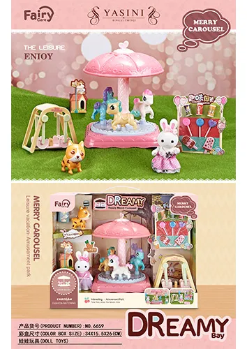 Playset Bay Dreamy Familia Conejos Carrousel De Caballos Ub
