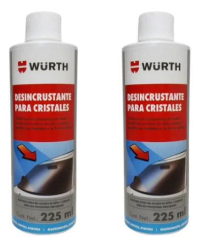 2 Pz Desincrustante P/cristales Wurth Lluvia Acida Vidrios