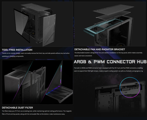 Case Gamer Gigabyte Aorus C400 Glass Rgb Atx 4fans Argb Inc