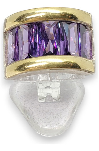 Anillo Plata Y Oro Piedra 5 Baguette Violeta