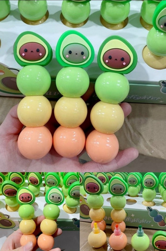 Lápices Destacadores Papelería Diseño Palta Aguacate Kawaii 