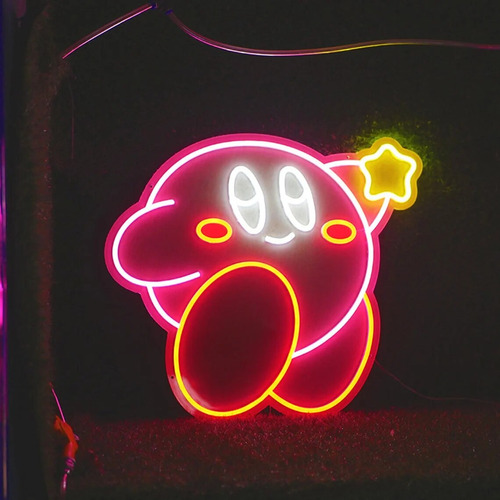 Letrero Led Neón Kirby Anime Con Estrella Luminoso