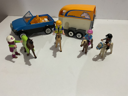 Set Playmobil Ecuestre, Con Personajes, Carro Y Remolque 