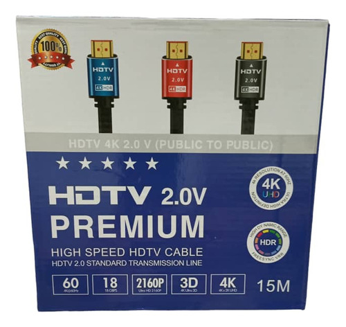 Cable Hdmi Premium V 2.o 4k 15 Metros