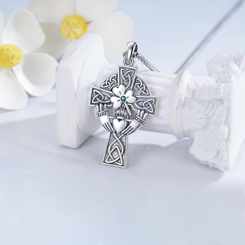 Koyekei Claddagh Collar De Cruz Celta De Plata De Ley 925 Co