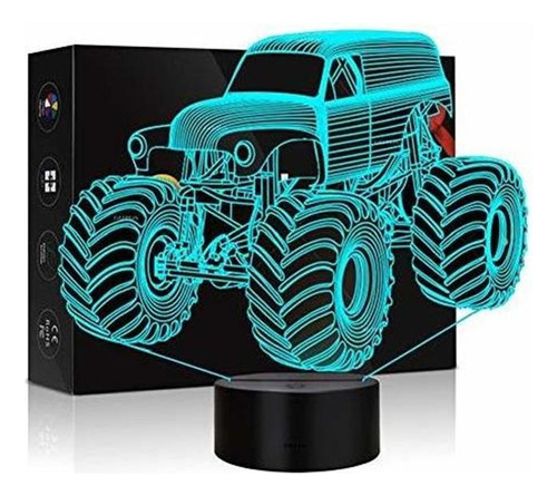 Ilusión 3d Monster Truck Luz De Noche Iluminación Óptica Ef