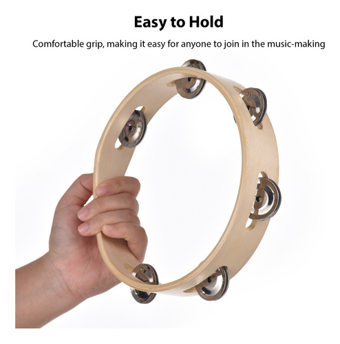 Pandereta Handbell De Madera Con Forma De Fila, Agradable Pa