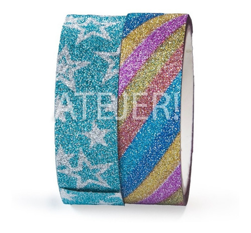 Imagen 8 de 10 de Cinta Decorativa Washi Tape Glitter Adhesiva X 50 Unidades