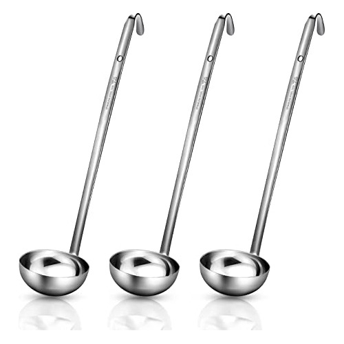 Juego De 3 Cucharones De Acero Inoxidable Salsa Borde V...