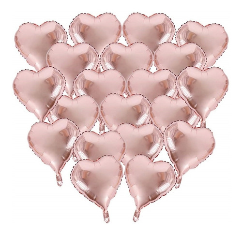Globos Metalizados Por 10 Unidades. Corazón Rose Gold 45 Cm