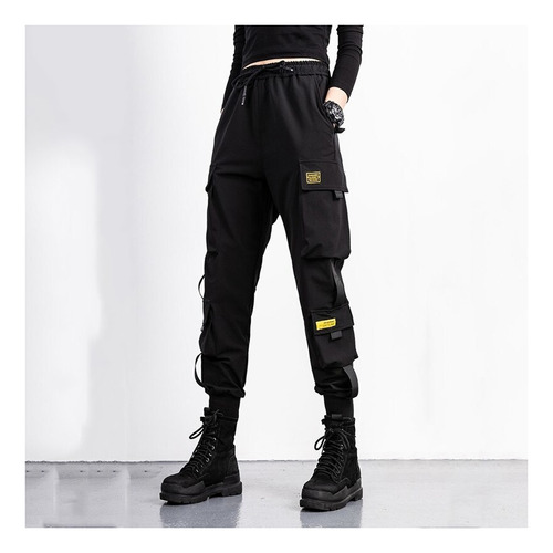 Pantalones Cargo Hip Hop Con Bolsillos Laterales Para Mujer