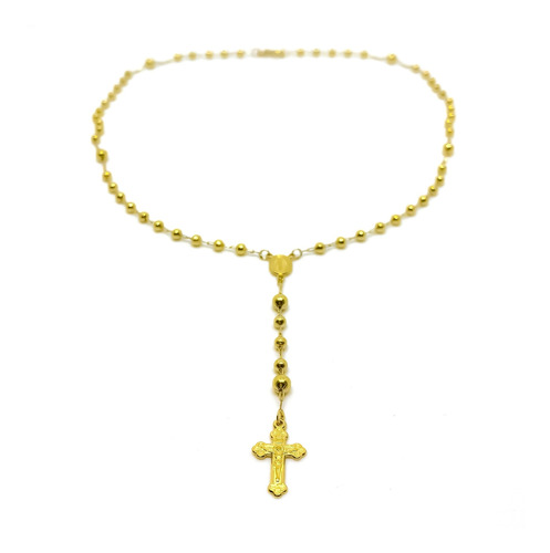 Cadena Rosario Oro 18k Cruz Y Virgen Milagrosa 45 Cm