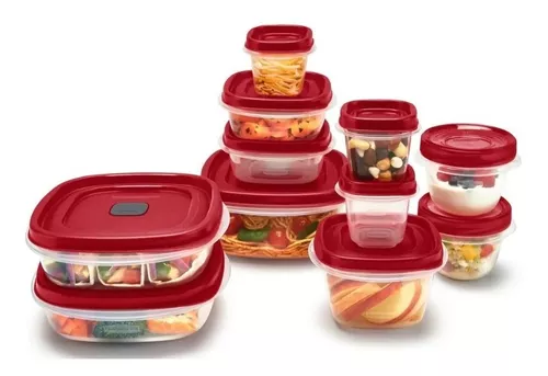 Rubbermaid Envases de almacenamiento para alimentos con tapas fáciles de  encontrar, 42 piezas, Rojo