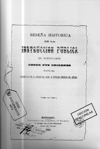Reseña Histórica De La Instrucción Pública En Nuevo León 