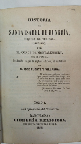 Historia De Santa Isabel De Hungria - Conde De Montalembert (Usado)