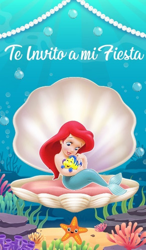 Invitación Digital Animada Sirenita Ariel Bebé