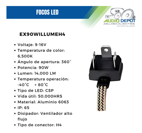 Focos Faro Luces Led Illume Exclusive 90 Watts Conector H4