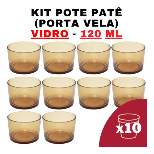 Pote para alimentos Senhora Madeira Kit potes de vidro patê translúcido dourado s/ tampa 120 ml 120mL dourado