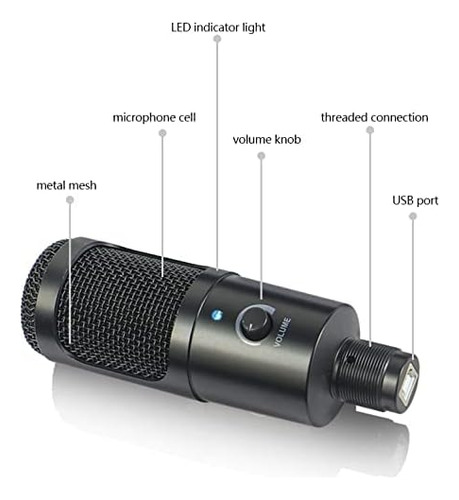 Usb Melon Audio Condenser Micrófono, Kit De Micrófono...
